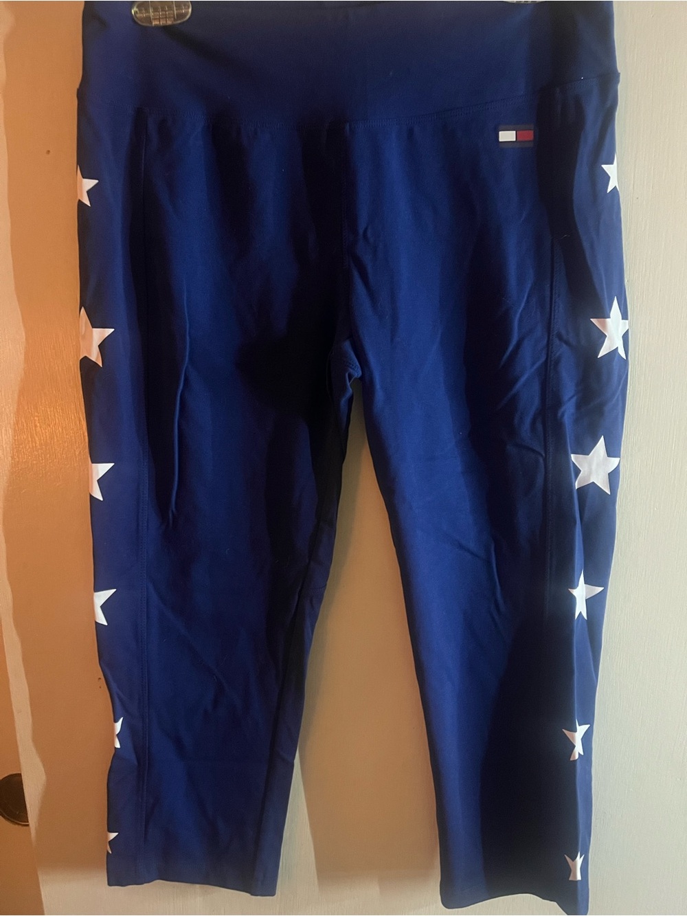 Tommy Hilfiger Navy Leggings with White Star Side Stripes